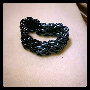 Unique two-colored snakeskin czech beaded ring